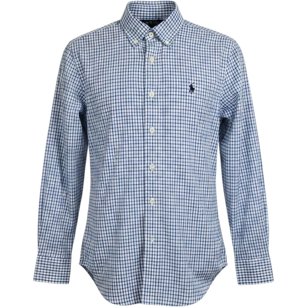 Polo Ralph Lauren Boys Blue Gingham Check Button Down Shirt M 10-12